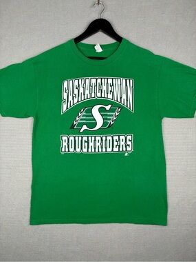 VTG Saskatchewan Roughriders Green Graphic Short Sleeve Tee Alstyle Tag Large